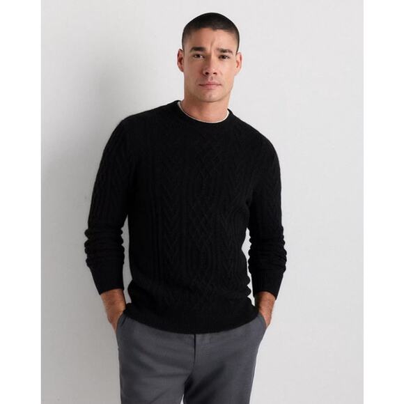 Quince Mens Mongolian Cashmere Cable Crewneck Sweater Medium NWT